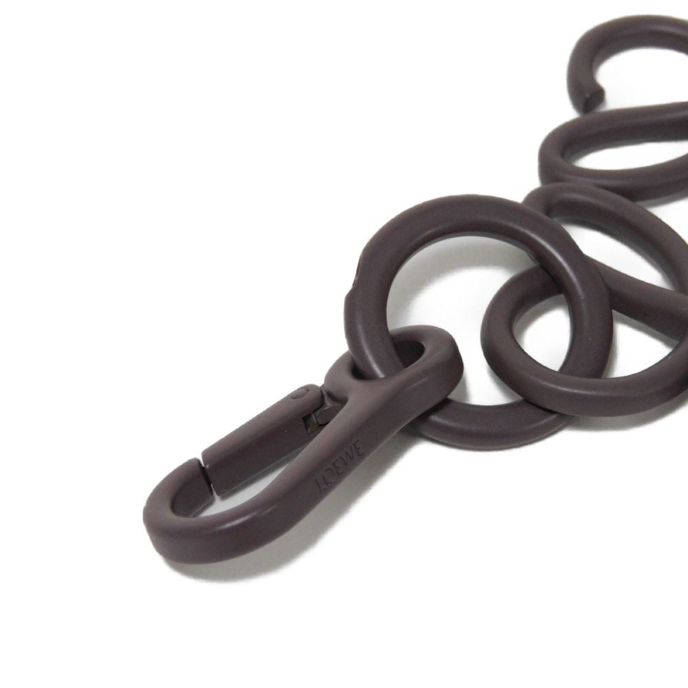 Loewe Key Ring C821232X10 Varnish Brass Dark Purple Logo Anagram Charm