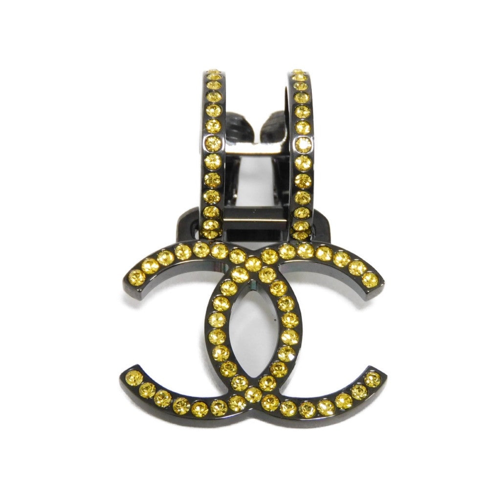 Chanel Earring Rhinestone X Metal Clear Yellow Rhinestone One-Sided One-Ear B17S Clip Cc Mark