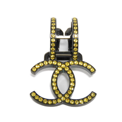 Chanel Earring Rhinestone X Metal Clear Yellow Rhinestone One-Sided One-Ear B17S Clip Cc Mark