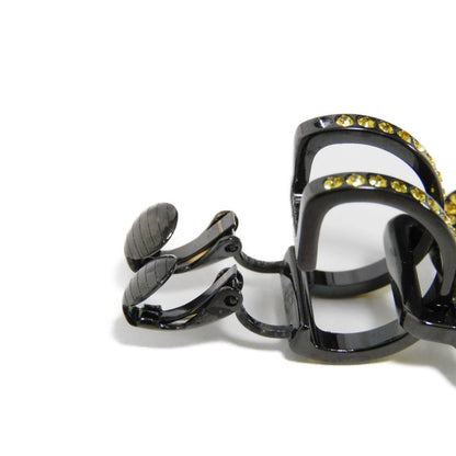 Chanel Earring Rhinestone X Metal Clear Yellow Rhinestone One-Sided One-Ear B17S Clip Cc Mark