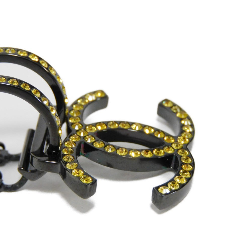 Chanel Earring Rhinestone X Metal Clear Yellow Rhinestone One-Sided One-Ear B17S Clip Cc Mark