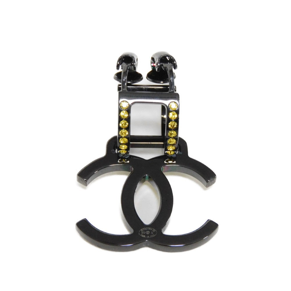 Chanel Earring Rhinestone X Metal Clear Yellow Rhinestone One-Sided One-Ear B17S Clip Cc Mark