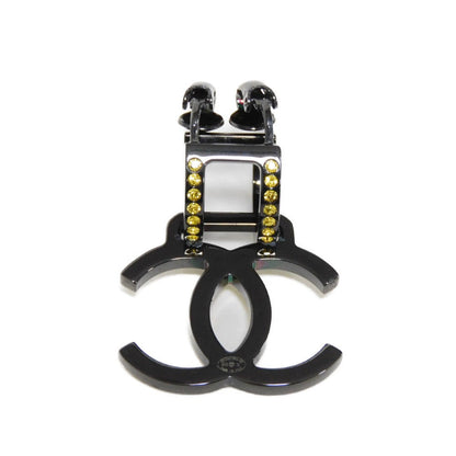 Chanel Earring Rhinestone X Metal Clear Yellow Rhinestone One-Sided One-Ear B17S Clip Cc Mark