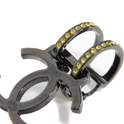 Chanel Earring Rhinestone X Metal Clear Yellow Rhinestone One-Sided One-Ear B17S Clip Cc Mark