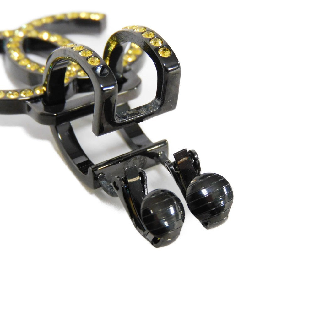 Chanel Earring Rhinestone X Metal Clear Yellow Rhinestone One-Sided One-Ear B17S Clip Cc Mark
