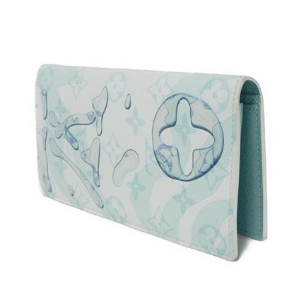Louis Vuitton Long Wallet Purse M82306 Monogram Aqua Garden Canvas Crystal Blue Lv Logo Flower 23Aw