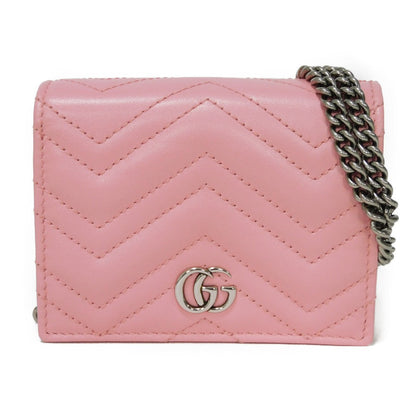Gucci Bifold Wallet 625693 Dtd1T 5815 Calf Leather Wild Rose Chevron, In Good Condition Gg Marmont