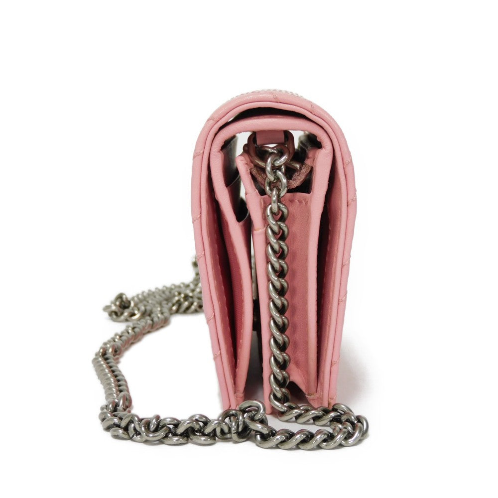 Gucci Bifold Wallet 625693 Dtd1T 5815 Calf Leather Wild Rose Chevron, In Good Condition Gg Marmont