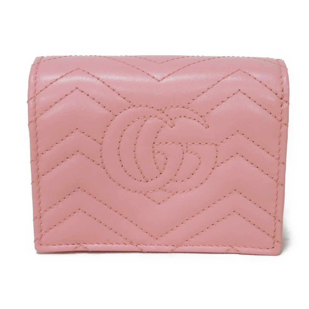 Gucci Bifold Wallet 625693 Dtd1T 5815 Calf Leather Wild Rose Chevron, In Good Condition Gg Marmont