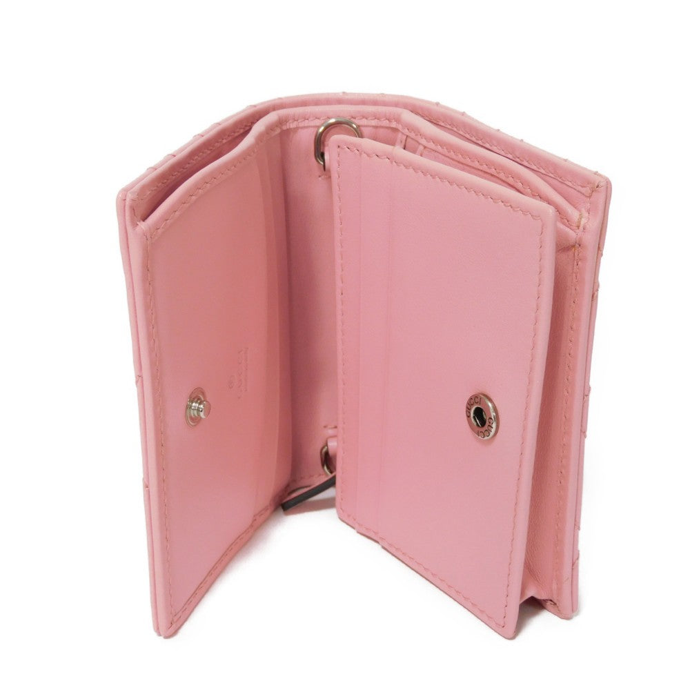 Gucci Bifold Wallet 625693 Dtd1T 5815 Calf Leather Wild Rose Chevron, In Good Condition Gg Marmont