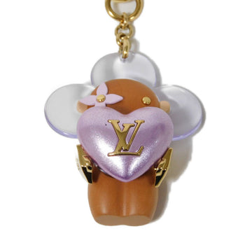 Louis Vuitton Key Ring M01546 Wood Multicolor Heart Glitter Plexiglass Purple Lv Logo Vivienne