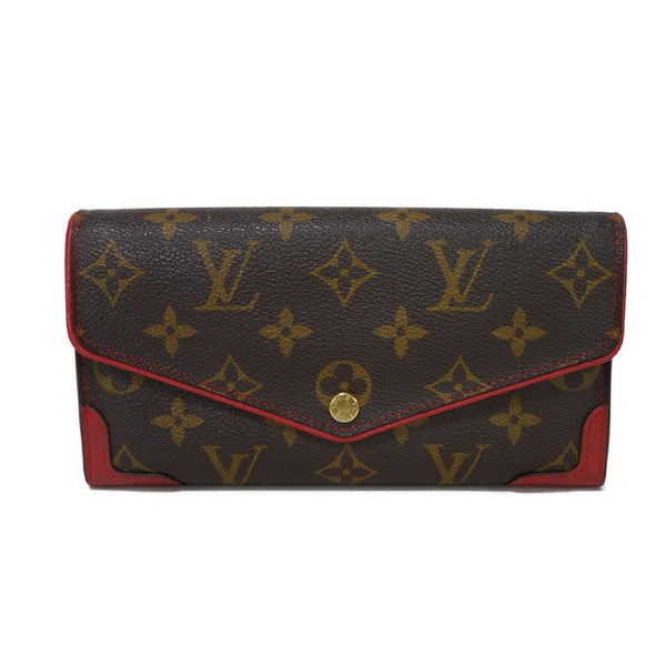 Louis Vuitton Long Wallet Purse M61184 Monogram Canvas X Calfskin Leather Slys Lv Logo Flower Brown