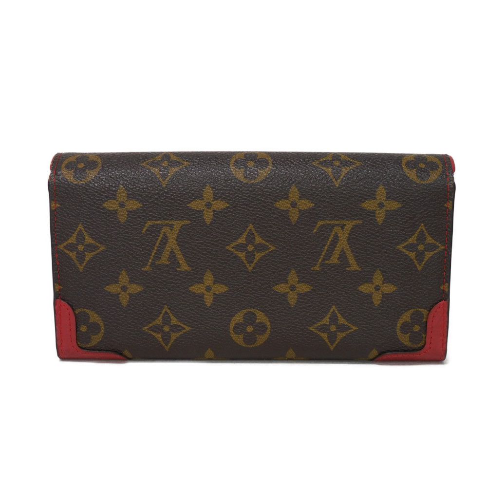Louis Vuitton Long Wallet Purse M61184 Monogram Canvas X Calfskin Leather Slys Lv Logo Flower Brown