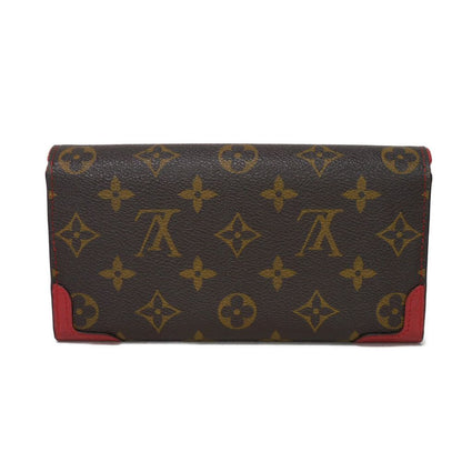 Louis Vuitton Long Wallet Purse M61184 Monogram Canvas X Calfskin Leather Slys Lv Logo Flower Brown