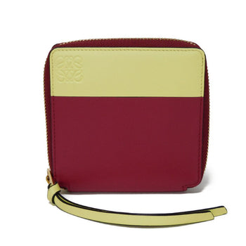 Loewe Bifold Wallet 109.10.M88 Calfskin Raspberry X Yellow Smooth Calfskin Raspberry Yellow Zip