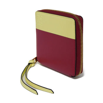 Loewe Bifold Wallet 109.10.M88 Calfskin Raspberry X Yellow Smooth Calfskin Raspberry Yellow Zip