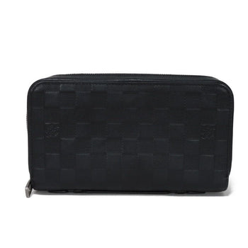 Louis Vuitton Long Wallet Purse N61254 Anfini Leather (Damie Embossed) Onyx Logo Embossed Black Zip