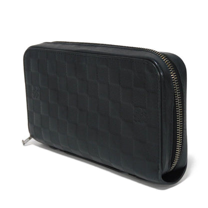 Louis Vuitton Long Wallet Purse N61254 Anfini Leather (Damie Embossed) Onyx Logo Embossed Black Zip