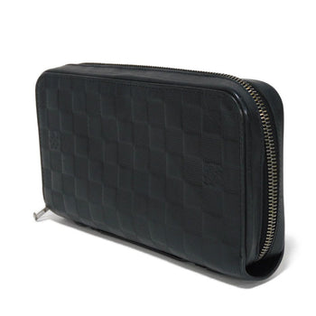 Louis Vuitton Long Wallet Purse N61254 Anfini Leather (Damie Embossed) Onyx Logo Embossed Black Zip