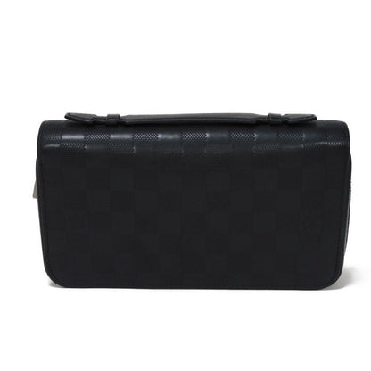 Louis Vuitton Long Wallet Purse N61254 Anfini Leather (Damie Embossed) Onyx Logo Embossed Black Zip