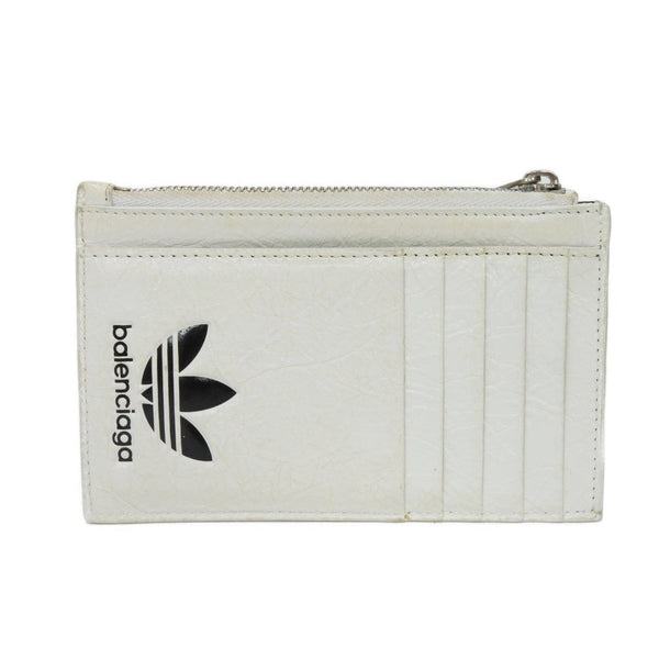 Balenciaga Coin Case 721896 2Idm6 9160 Calf Leather (Wrinkles Processing) White Striped Card Case