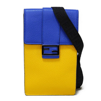 Fendi Shoulder Bag 7As120 E1C F1H8N Calf Leather (Embossed) Blue X Yellow X Red Tricolor Pochette
