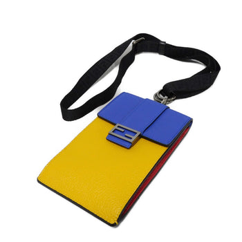 Fendi Shoulder Bag 7As120 E1C F1H8N Calf Leather (Embossed) Blue X Yellow X Red Tricolor Pochette