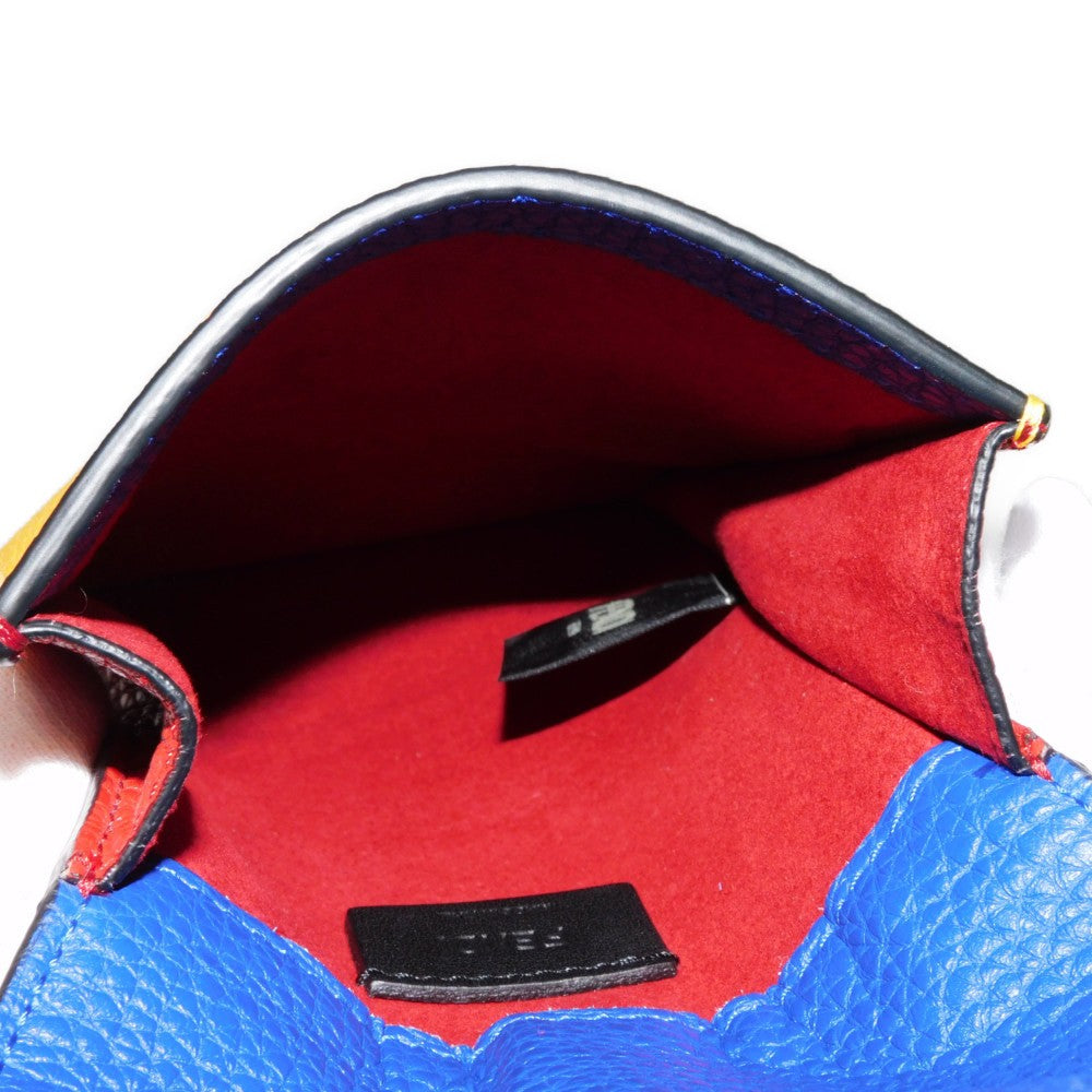 Fendi Shoulder Bag 7As120 E1C F1H8N Calf Leather (Embossed) Blue X Yellow X Red Tricolor Pochette