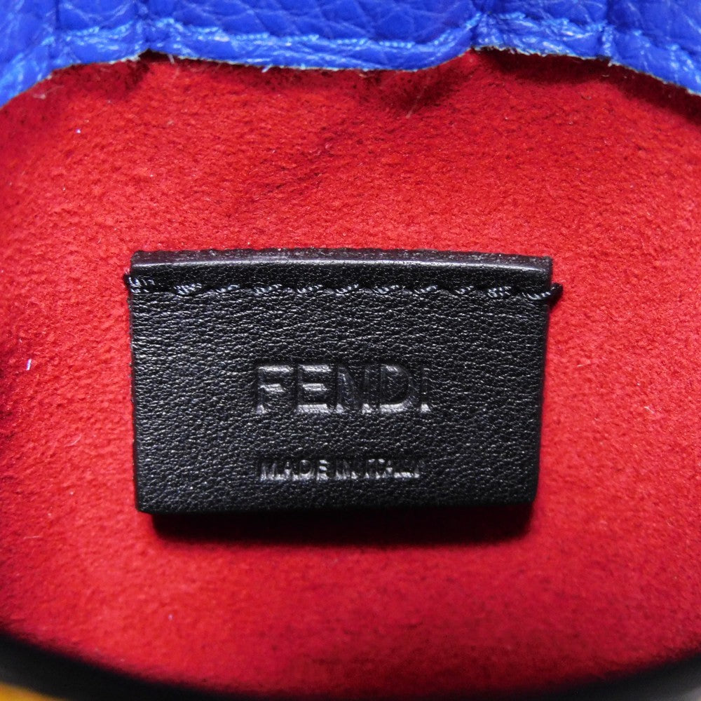 Fendi Shoulder Bag 7As120 E1C F1H8N Calf Leather (Embossed) Blue X Yellow X Red Tricolor Pochette
