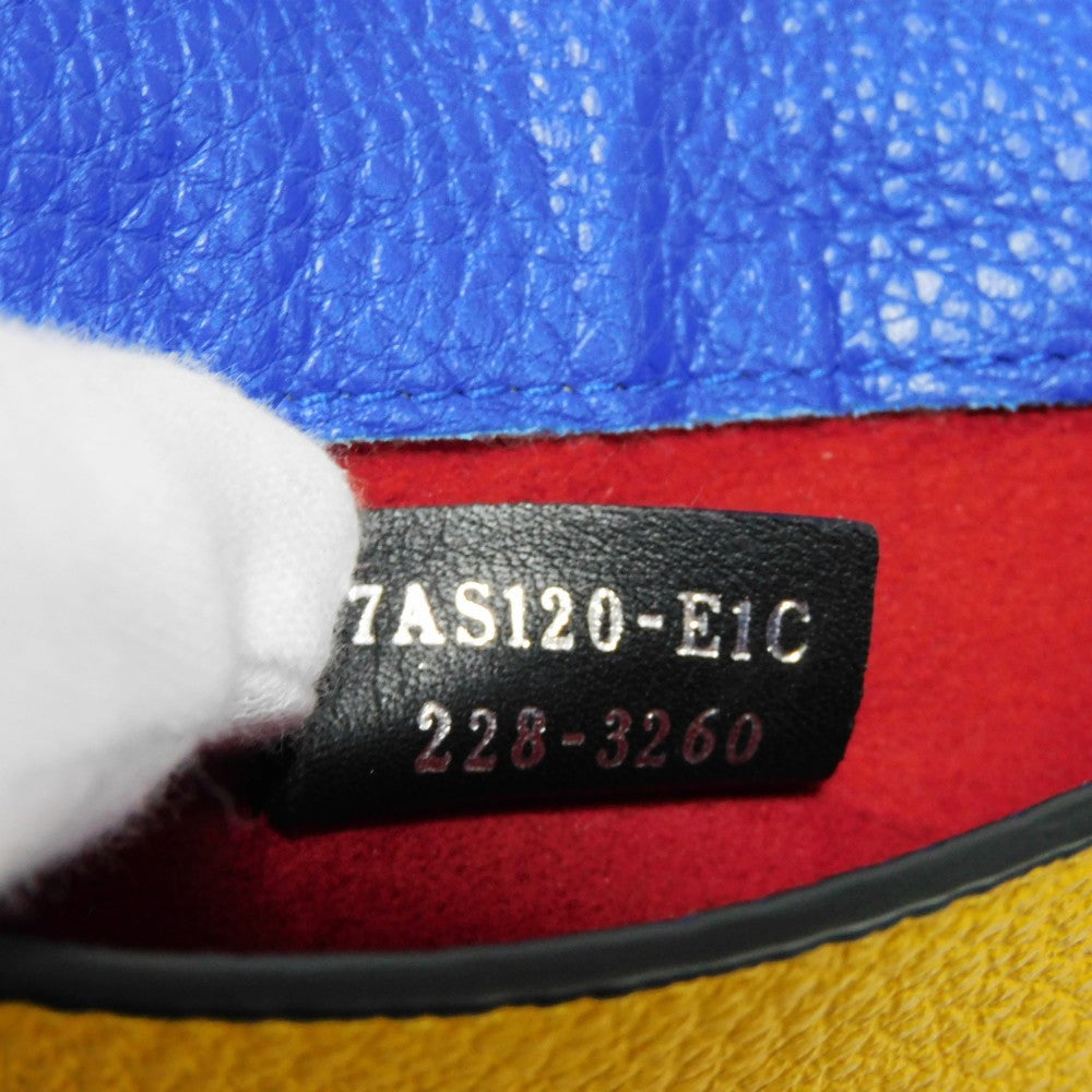 Fendi Shoulder Bag 7As120 E1C F1H8N Calf Leather (Embossed) Blue X Yellow X Red Tricolor Pochette