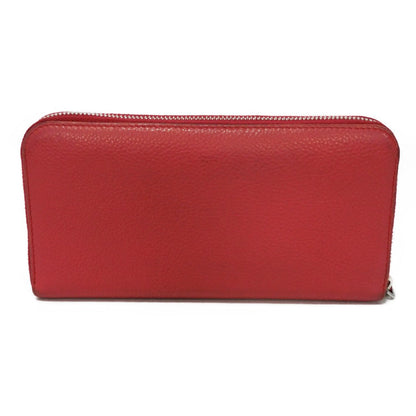 Prada Long Wallet Purse 1Ml506 2E8V F001 Calf Leather Rosso Red Zip Around Logo Metal Vitello