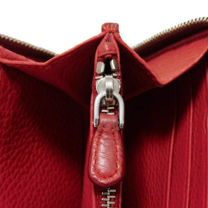 Prada Long Wallet Purse 1Ml506 2E8V F001 Calf Leather Rosso Red Zip Around Logo Metal Vitello