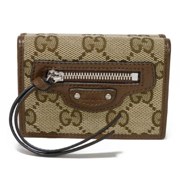 Gucci Tri-Fold Wallet 681708 Gy5Sn 8563 Gg Canvas X Calf Leather Beige The Hacker Project Gg Canvas