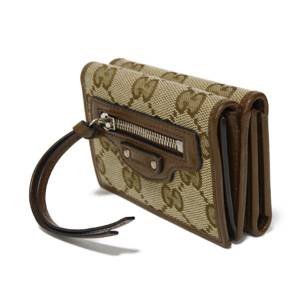 Gucci Tri-Fold Wallet 681708 Gy5Sn 8563 Gg Canvas X Calf Leather Beige The Hacker Project Gg Canvas