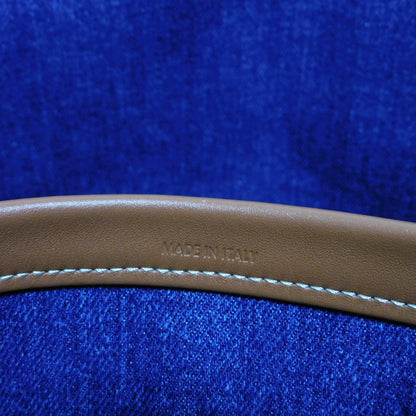 Celine Tote Bag 196762Ef7.07At Cotton Blue Tan Calfskin In Good Condition Logo Applique Large Hippo