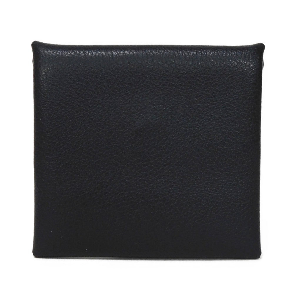 Hermes Coin Case Evercolor Cavan Evercolor Black Dark Navy Navy Snap Button Coin Pocket Wallet