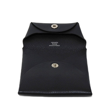 Hermes Coin Case Evercolor Cavan Evercolor Black Dark Navy Navy Snap Button Coin Pocket Wallet