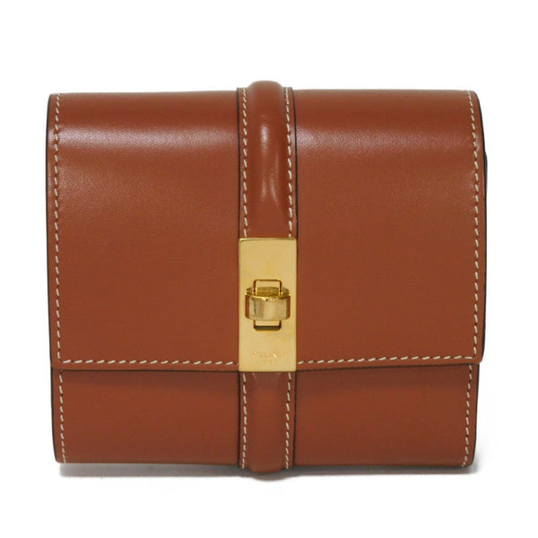 Celine Tri-Fold Wallet 10F523Cq7.04Lu Satin Calfskin Brown Current Calfskin Brown Turnlock Sese