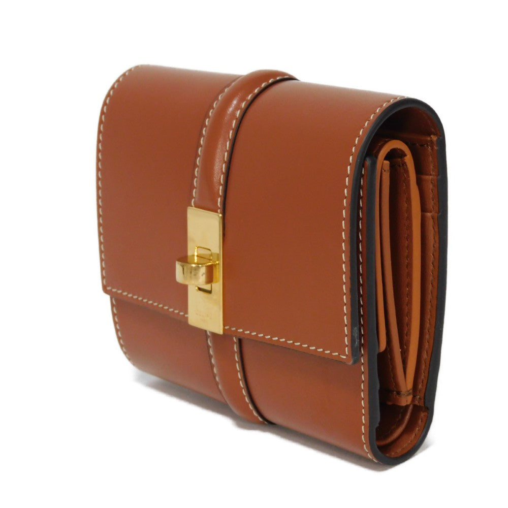 Celine Tri-Fold Wallet 10F523Cq7.04Lu Satin Calfskin Brown Current Calfskin Brown Turnlock Sese