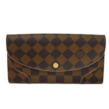 Louis Vuitton Long Wallet Purse N61227 Damier Canvas, Grained Leather (Embossed) Dark Brown Logo