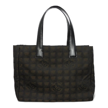 Chanel Tote Bag A15991 Nylon Jacquard X Calfskin Brown Cc Mark Nylon Jacquard Calfskin 10 Series