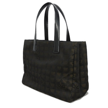 Chanel Tote Bag A15991 Nylon Jacquard X Calfskin Brown Cc Mark Nylon Jacquard Calfskin 10 Series