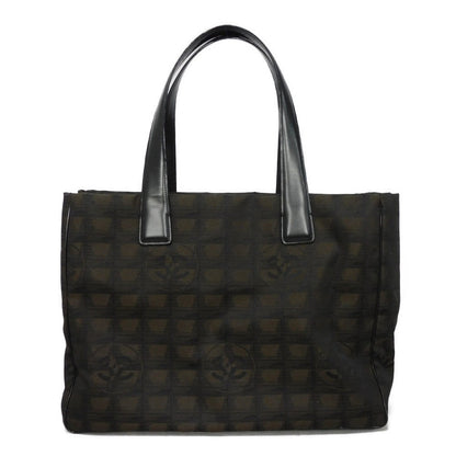 Chanel Tote Bag A15991 Nylon Jacquard X Calfskin Brown Cc Mark Nylon Jacquard Calfskin 10 Series