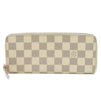 Louis Vuitton Long Wallet Purse N61264 Damier Azur Canvas X Grained Leather (Embossed) Rose