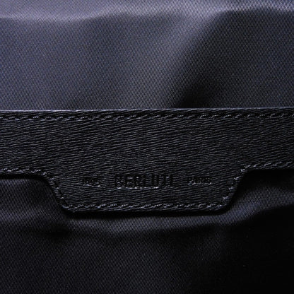 Berluti Backpack Signature Canvas X Venezia Calf Leather Black New Logo Emblem Signature Cocoa
