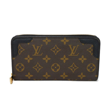 Louis Vuitton Long Wallet Purse M61855 Monogram Canvas X Calfskin Leather Noir Brown Black New Zip