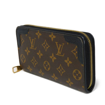 Louis Vuitton Long Wallet Purse M61855 Monogram Canvas X Calfskin Leather Noir Brown Black New Zip