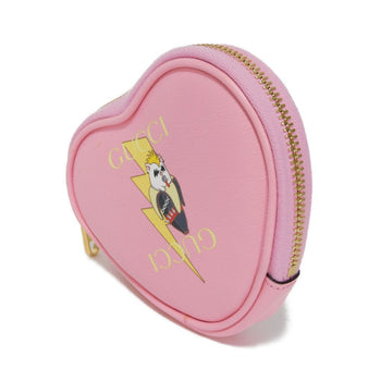 Gucci Coin Case 701062 U22Ag 5964 Textured Leather Light Pink Banana Bolt Inazuma Unused Logo