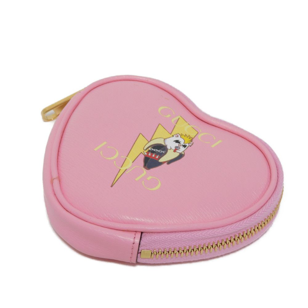 Gucci Coin Case 701062 U22Ag 5964 Textured Leather Light Pink Banana Bolt Inazuma Unused Logo