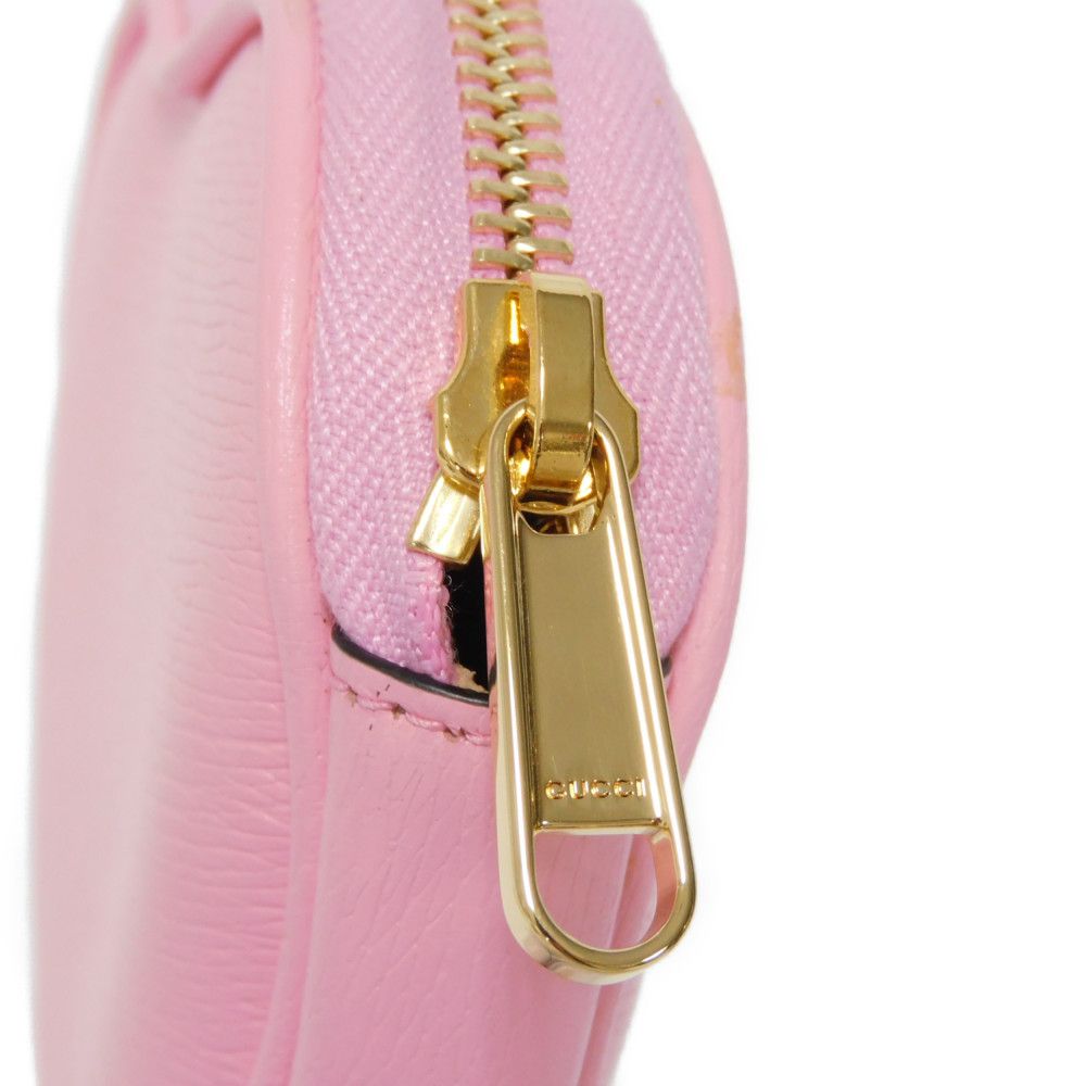 Gucci Coin Case 701062 U22Ag 5964 Textured Leather Light Pink Banana Bolt Inazuma Unused Logo